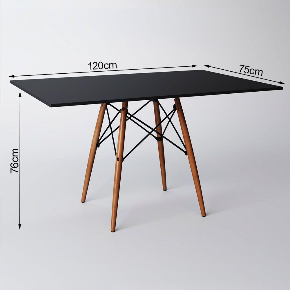 Mesa Eiffel Wood Tampo Retangular De Madeira 120 X 75 Cm Preto New Green - Preto - 3