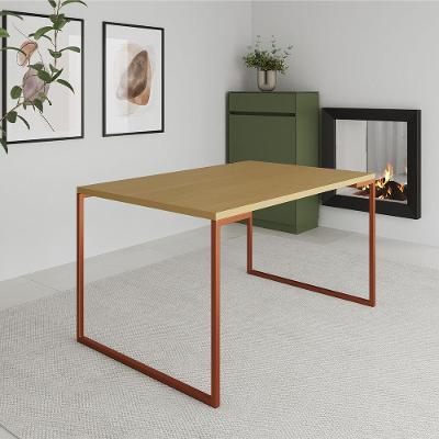 Mesa Madeira Jantar Canela Manchester Base Cobre Marrom