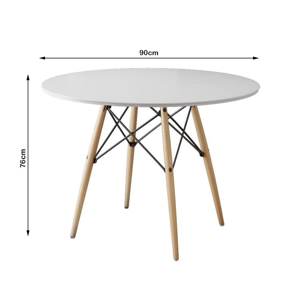 Mesa Eiffel De Jantar Tampo De Madeira 90 Cm Branco - Cor: Marrom - 2