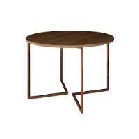 Mesa Jantar Industrial Amêndoa Base Cobre V Tampo 110Cm Redondo Cor: Amendoa - 1