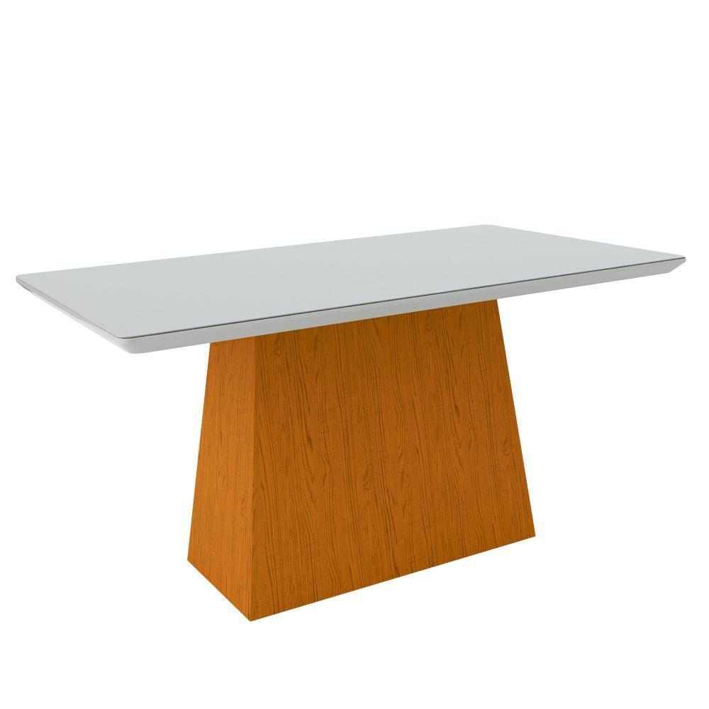 Mesa De Jantar 6 Lugares Tampo De Madeira Com Vidro 1,60cm - 1