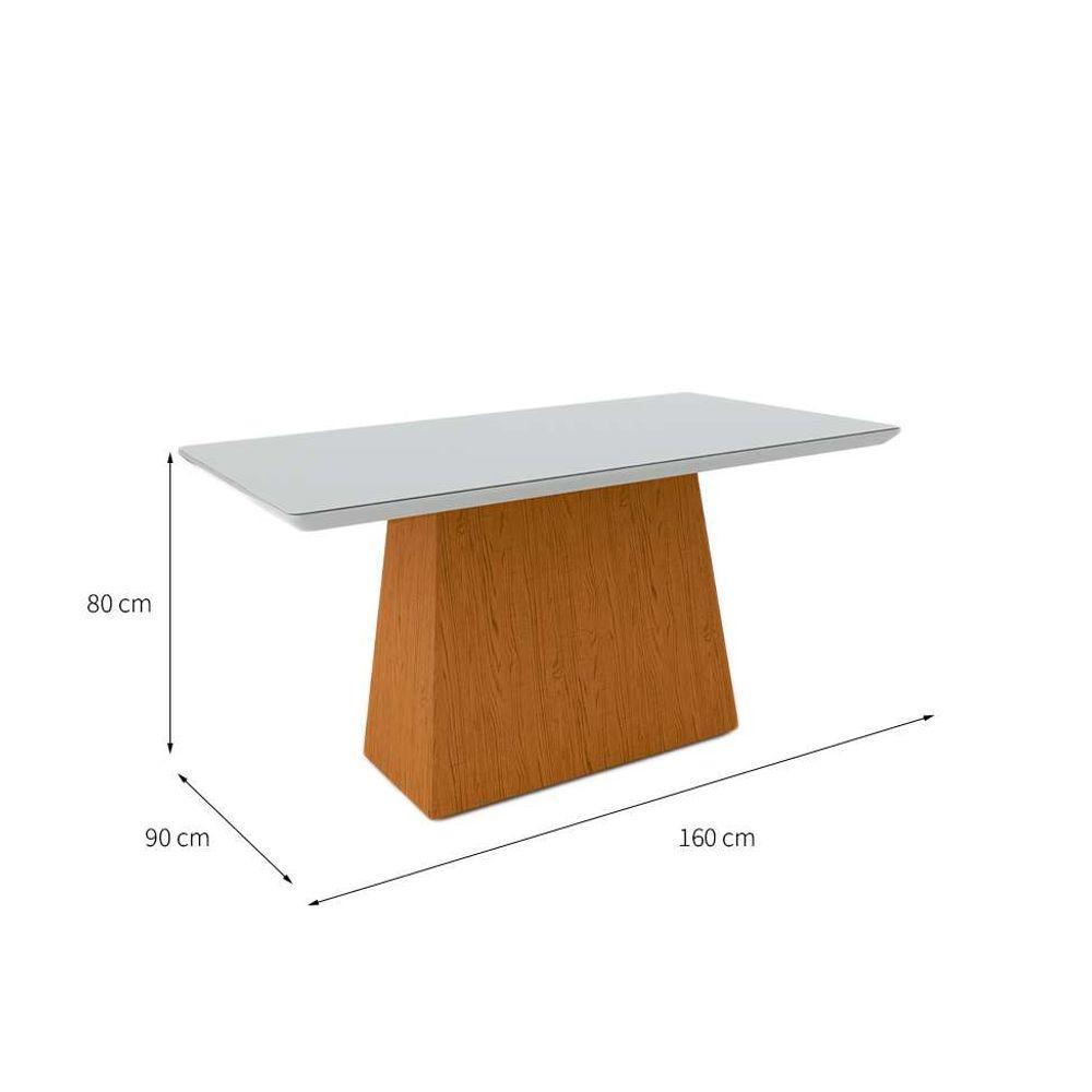 Mesa De Jantar 6 Lugares Tampo De Madeira Com Vidro 1,60cm - 2