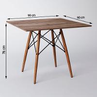 Mesa Eiffel Wood Tampo Quadrado De Madeira 90 Cm Amêndoa Asturias - Cor: Marrom - 2