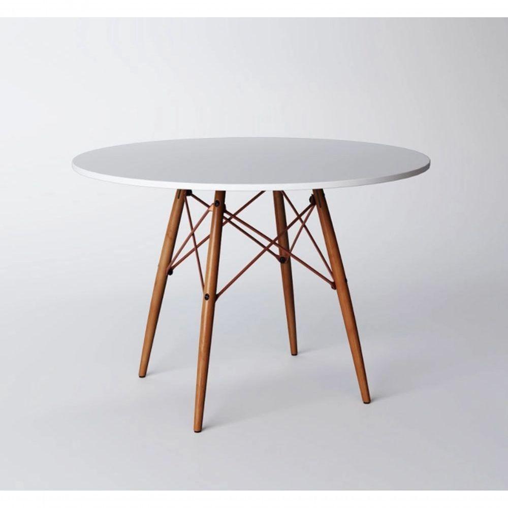 Mesa Eiffel Cobre Tampo De Madeira 90cm Cor Do Tampo:Branco - 1