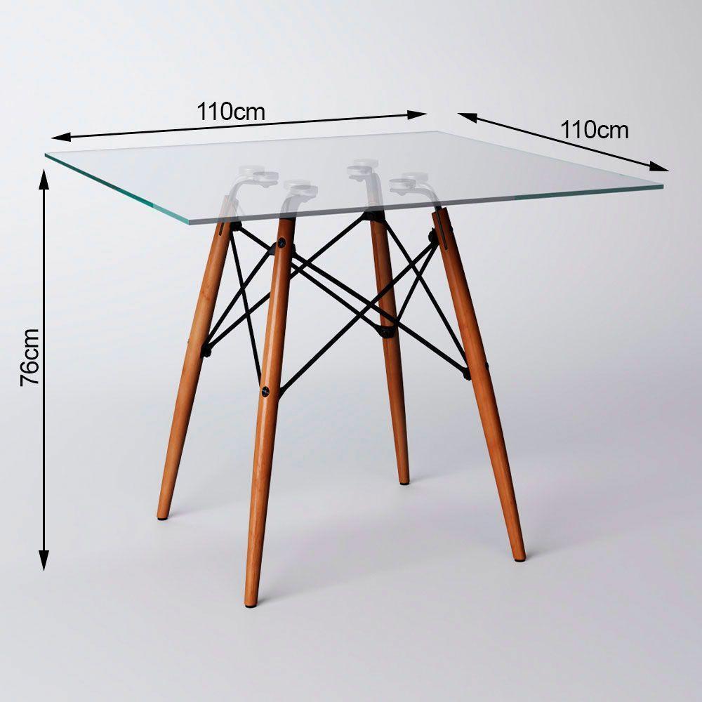 Mesa Eiffel Wood Tampo De Vidro Quadrado 110 Cm Asturias - Cor: Marrom - 2