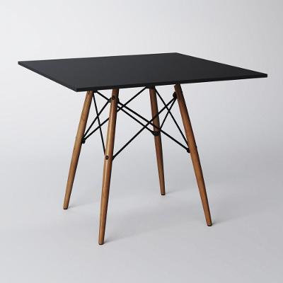 Mesa Eames Eiffel Quadrado Tampo De Madeira 90cm Preto - Cor: Preto