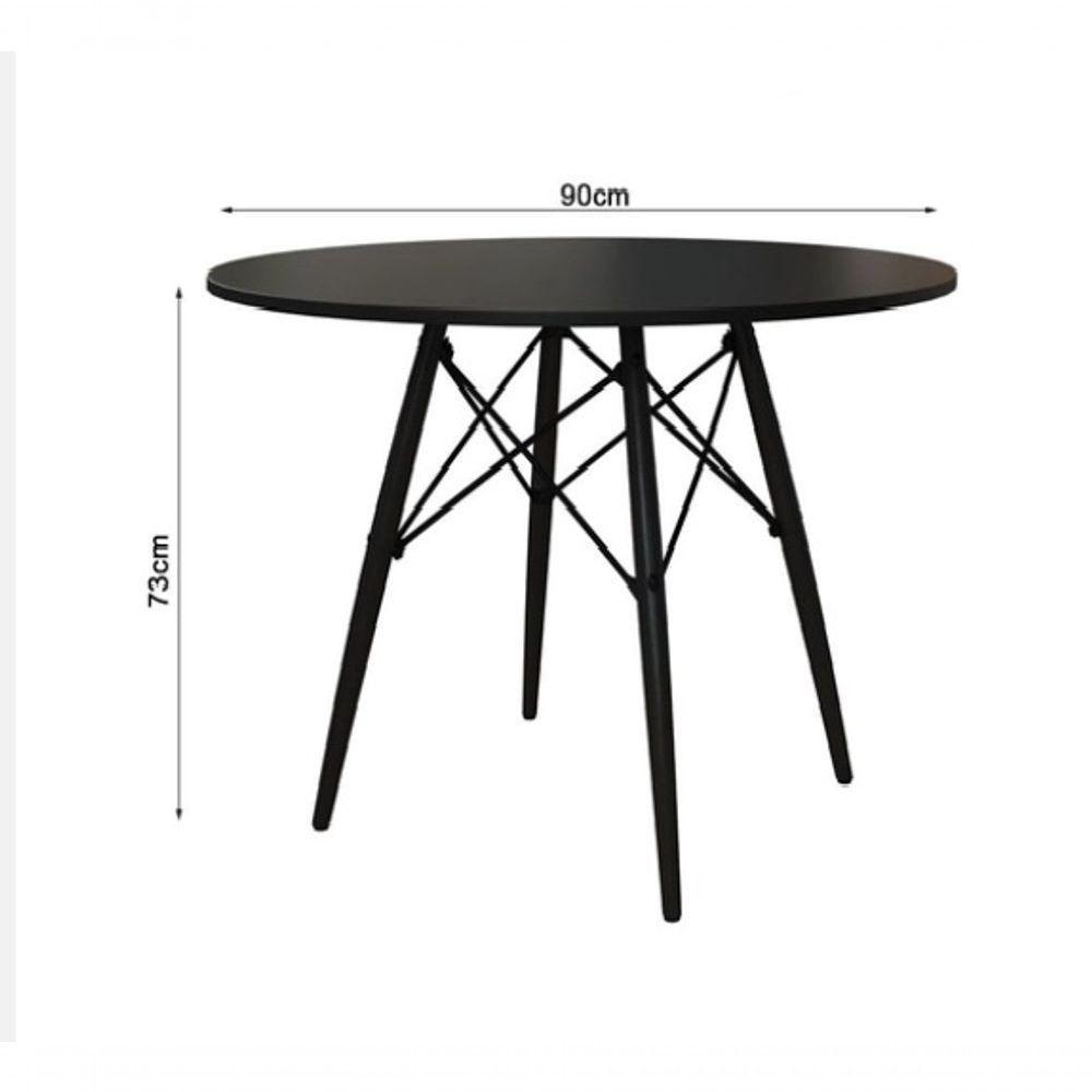 Mesa Eiffel Tampo De Madeira Preto Pés Preto Tampo Preto - 2