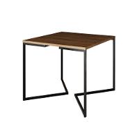 Mesa Jantar Industrial Quadrada Amêndoa 90Cm Base V Ferro Preto Cor: Amendoa - 1