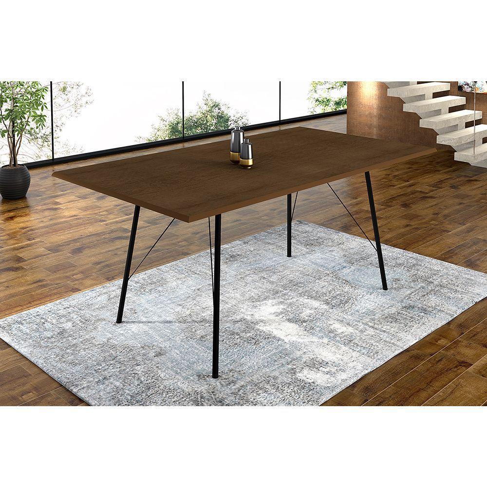 Mesa Sala De Jantar Paraty Preto 140x80cm Tampo Amêndoa - Cor: Preto - 1
