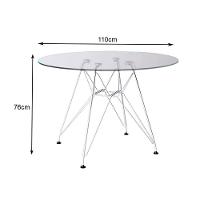 Mesa Eiffel Redonda 110Cm Tampo De Vidro Com Base De Ferro Branco - Cor: Branco - 3