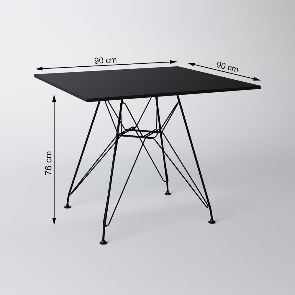 Mesa Eiffel Quadrada 90Cm Tampo De Madeira Preto Com Base De Ferro Preto Cor: Preto - 2