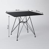 Mesa Eiffel Quadrada 90Cm Tampo De Madeira Preto Com Base De Ferro Preto Cor: Preto - 2