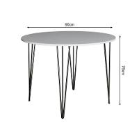 Mesa Jantar Redonda Branca Hairpin 90cm Elen Base Ferro Preto - Cor: Branco - 2