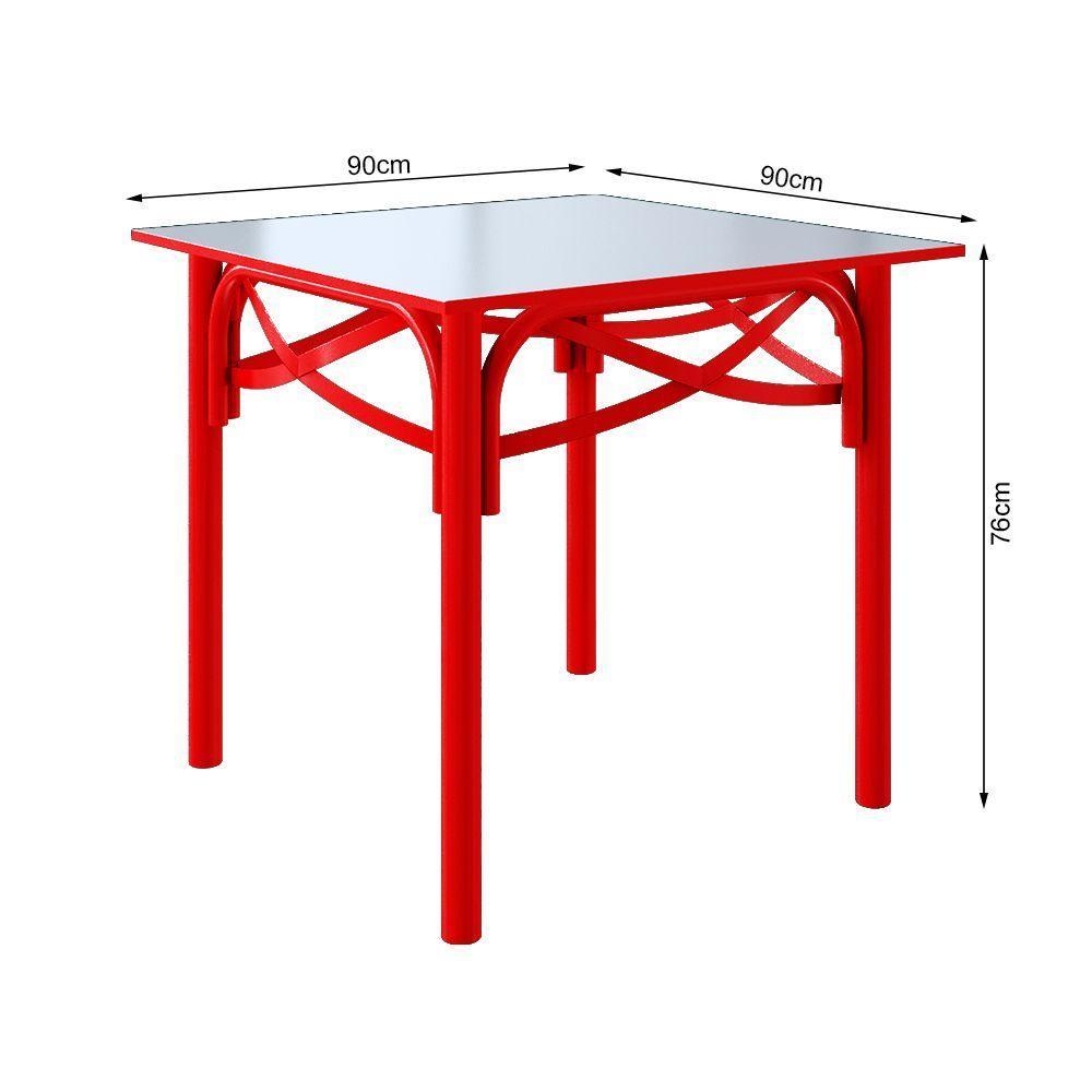 Mesa Katrina Vermelha Quadrada Tampo De Madeira 90 Cm Asturias - Cor: Vermelho - 2