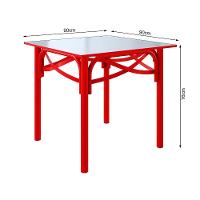 Mesa Katrina Vermelha Quadrada Tampo De Madeira 90 Cm Asturias - Cor: Vermelho - 2