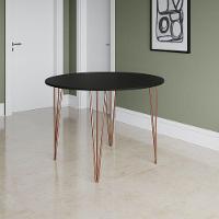 Mesa Jantar Redonda Preta Hairpin 90cm Elen Base Cobre - Cor: Preto - 1