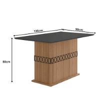 Mesa Para Sala De Jantar 136cm Retangular Tampo Chanfrado Agata Poliman Carvalho Com Grafite - 5