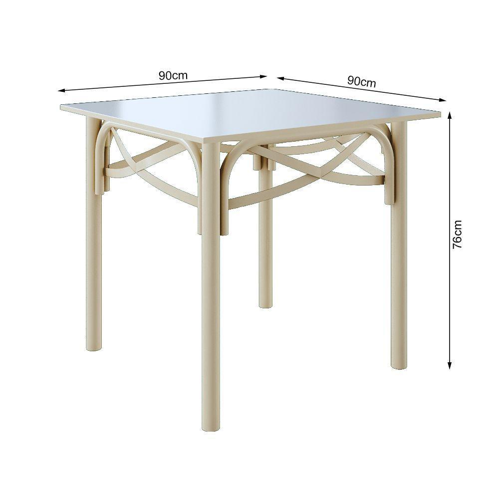 Mesa Katrina Off White Quadrada Tampo De Madeira 90 Cm Asturias - Cor: Branco - 2