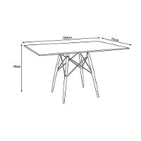 Mesa Eiffel Design Charles Eames Retangular 120x75cm Amêndoa Base Madeira Maciça - Cor: Marrom