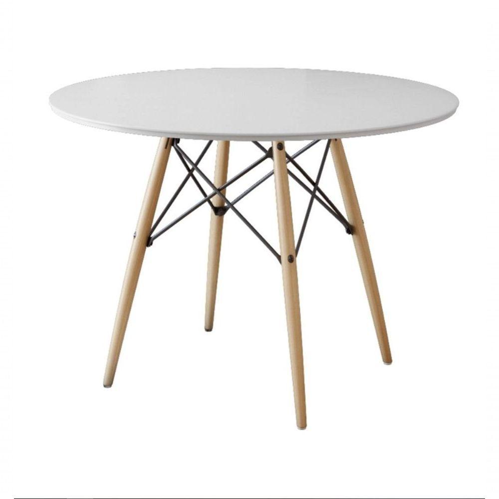 Mesa Eiffel Tampo De Madeira 90cm Branco Cordotampo:Branco - 1