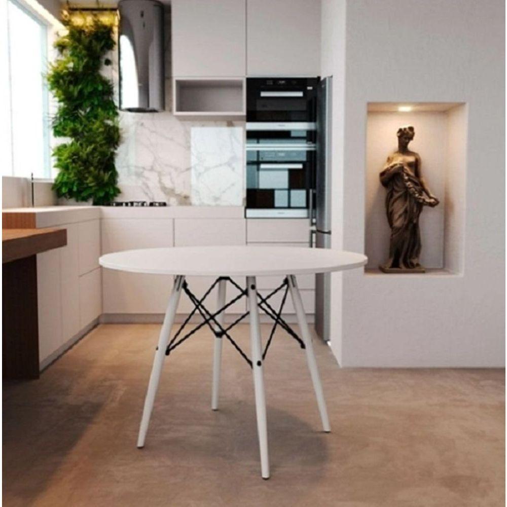 Mesa Eiffel Tampo De Madeira 90cm Branco Cordotampo:Branco - 3