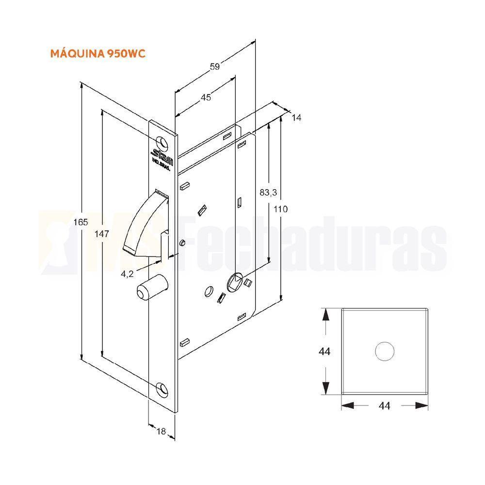 Fechadura Stam Porta De Correr Banheiro 950 Ros. Quadrada Polido - 3