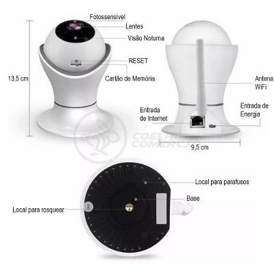 Câmera Ip C360 De Segurança Wifi 2 Antenas Robô Hd 1080P Sem Fio 360º Áudio Visão Noturna - 8165Hp
