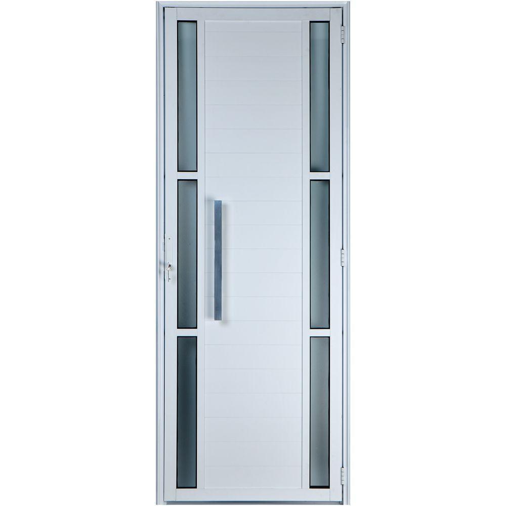 Porta De Alumínio c/Visor Duplo c/Puxador Esquerda Branco - 1