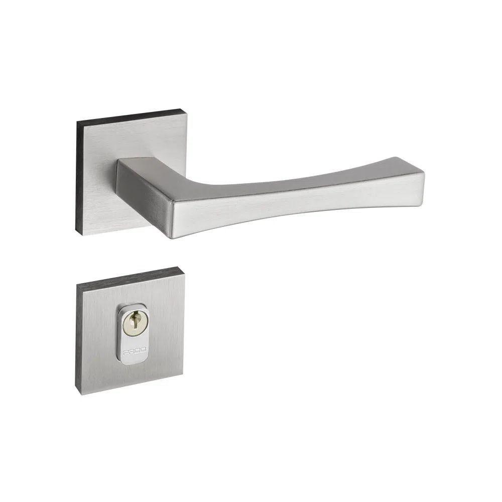 Fechadura Vivaldi Cromado Acetinado Roseta Quadrada 40mm Pado Externa - 1