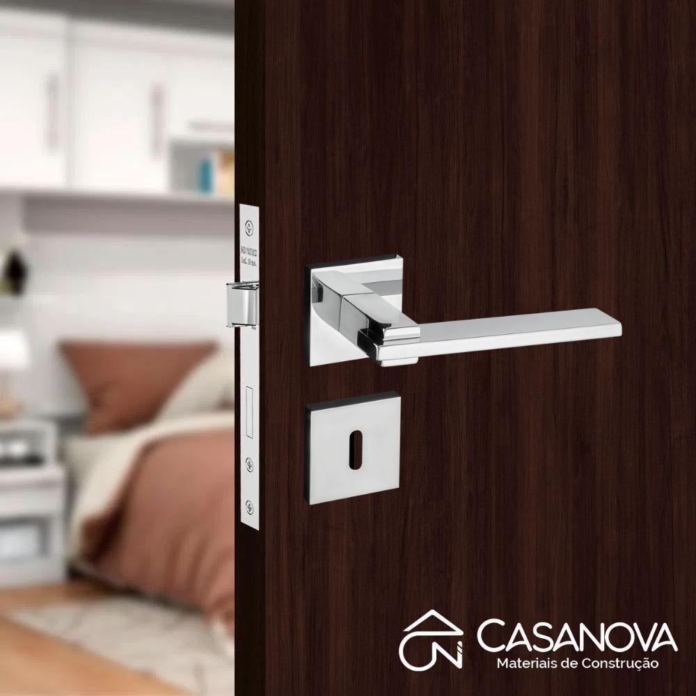 Fechadura Nina Cromada Roseta Quadrada 55mm Pado Interna - 4