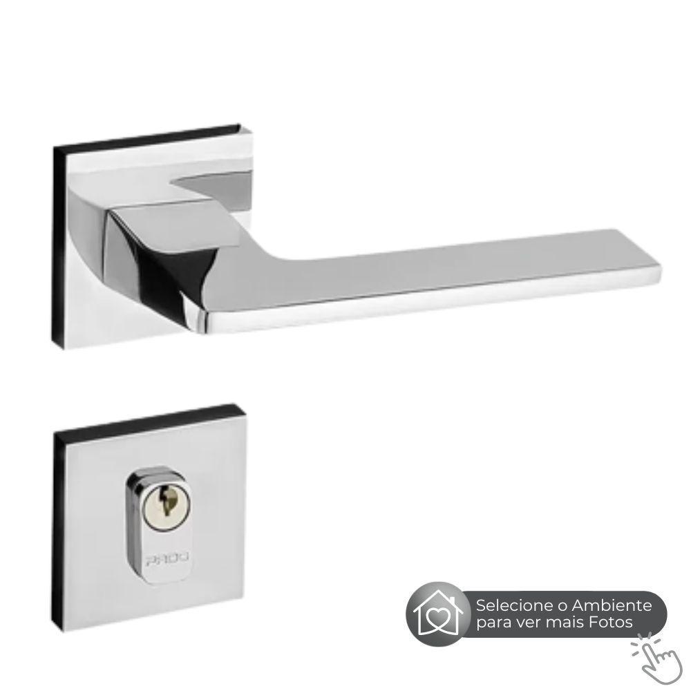 Fechadura Sara Cromada Roseta Quadrada 40mm Pado Interna - 2