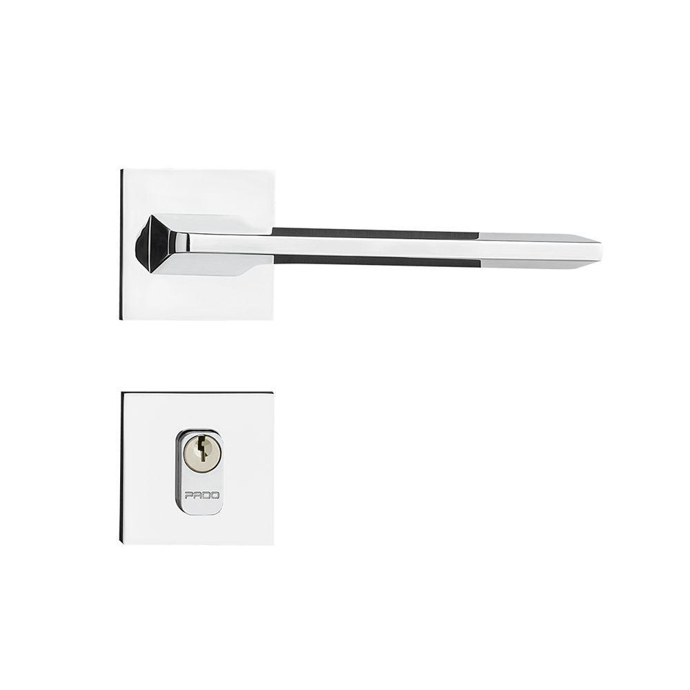 Fechadura Sara Cromada Roseta Quadrada 40mm Pado Externa - 5