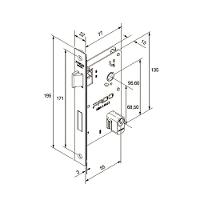 Fechadura Sara Cromada Roseta Quadrada 55mm Pado Externa - 2