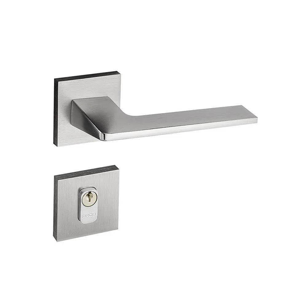 Fechadura Sara Cromado Acetinado Roseta Quadrada 40mm Pado Externa - 6