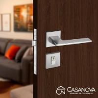 Fechadura Sara Cromado Acetinado Roseta Quadrada 40mm Pado Externa - 5