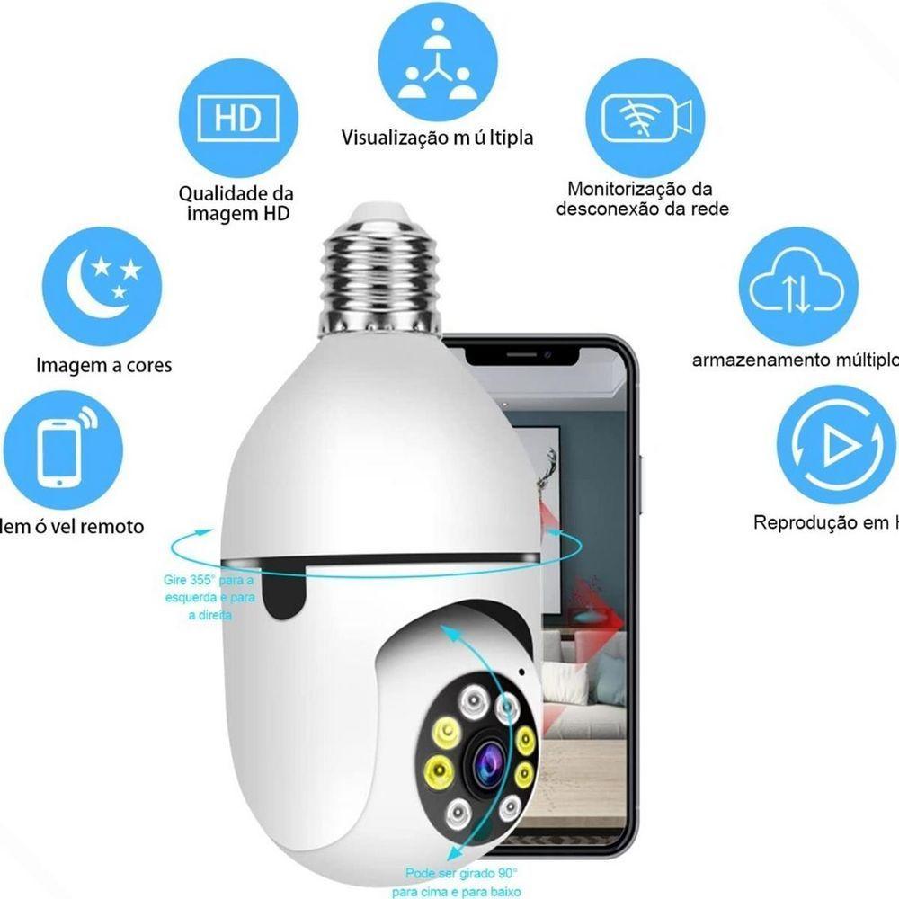 Câmera Com Microfone Monitoramento Wi Fi Smart Led 360 - 3