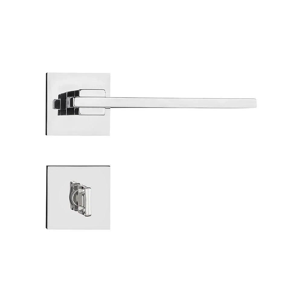 Fechadura Nina Cromada Roseta Quadrada 55mm Pado Banheiro / Wc - 1