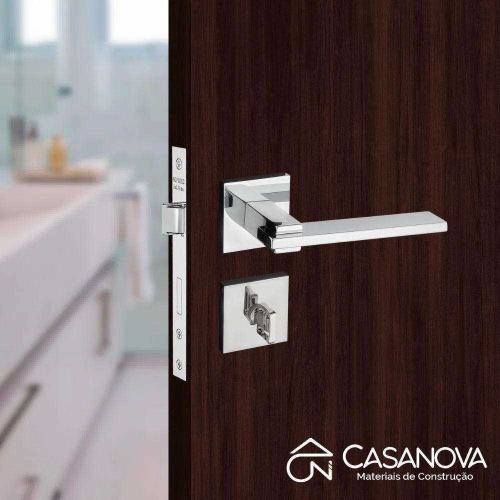 Fechadura Nina Cromada Roseta Quadrada 55mm Pado Banheiro / Wc - 4