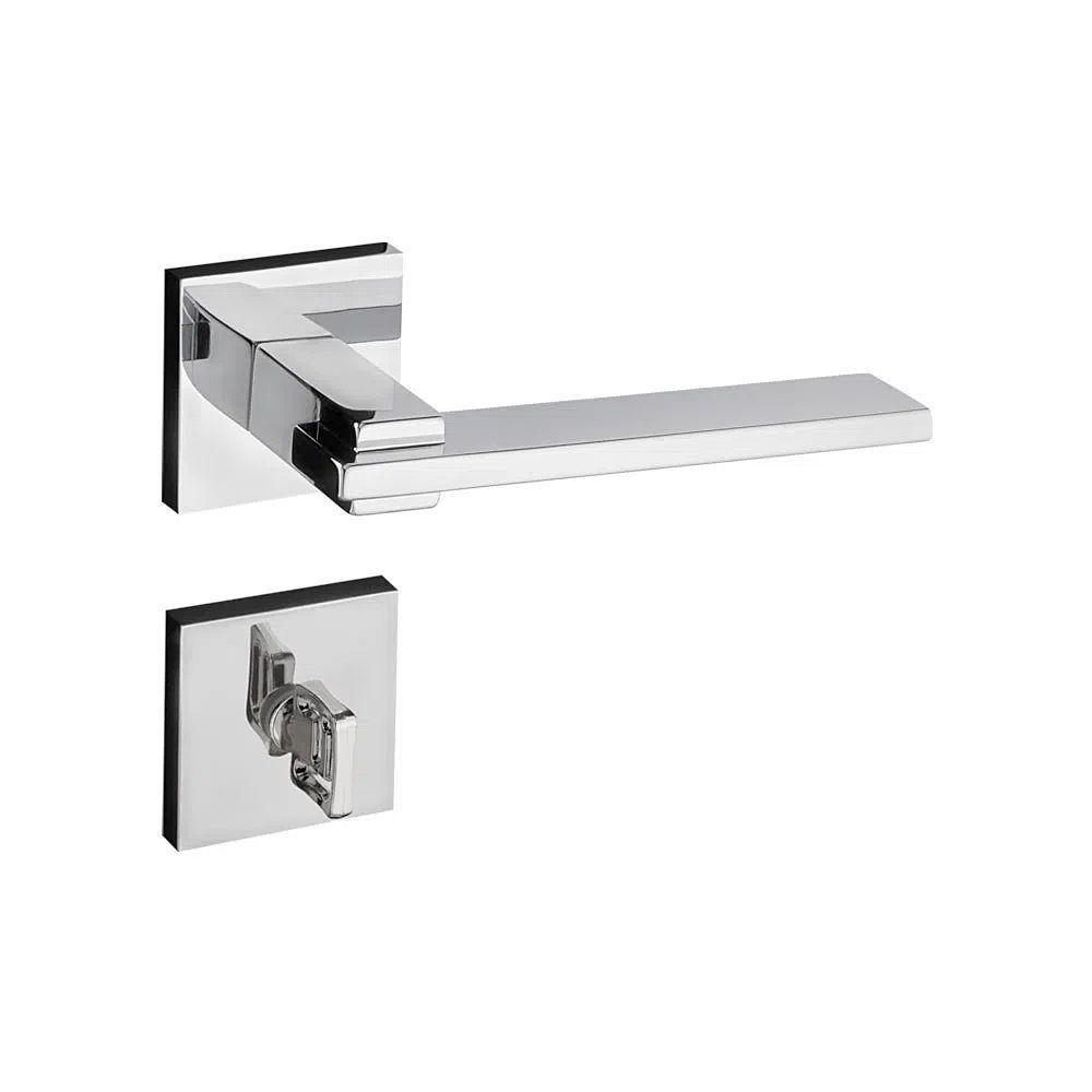 Fechadura Nina Cromada Roseta Quadrada 55mm Pado Banheiro / Wc - 5