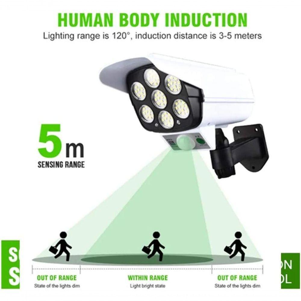 Luminaria Solar Camera Falsa Sensor De Proximidade 77 Leds 3 Funções - 4