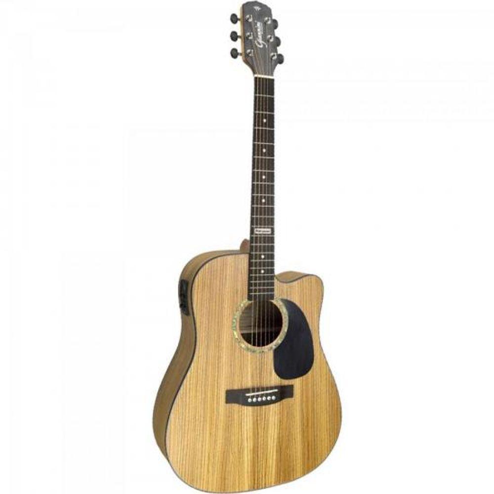 Violao Eletroacustico Dreadnought Folk Cutaway Aco Gf-1D Ceq Zebra Giannini - 1