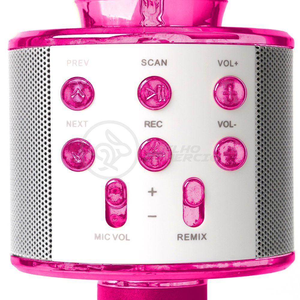 Microfone Bluetooth Karaokê Sem Fio Rosa Escuro - 2