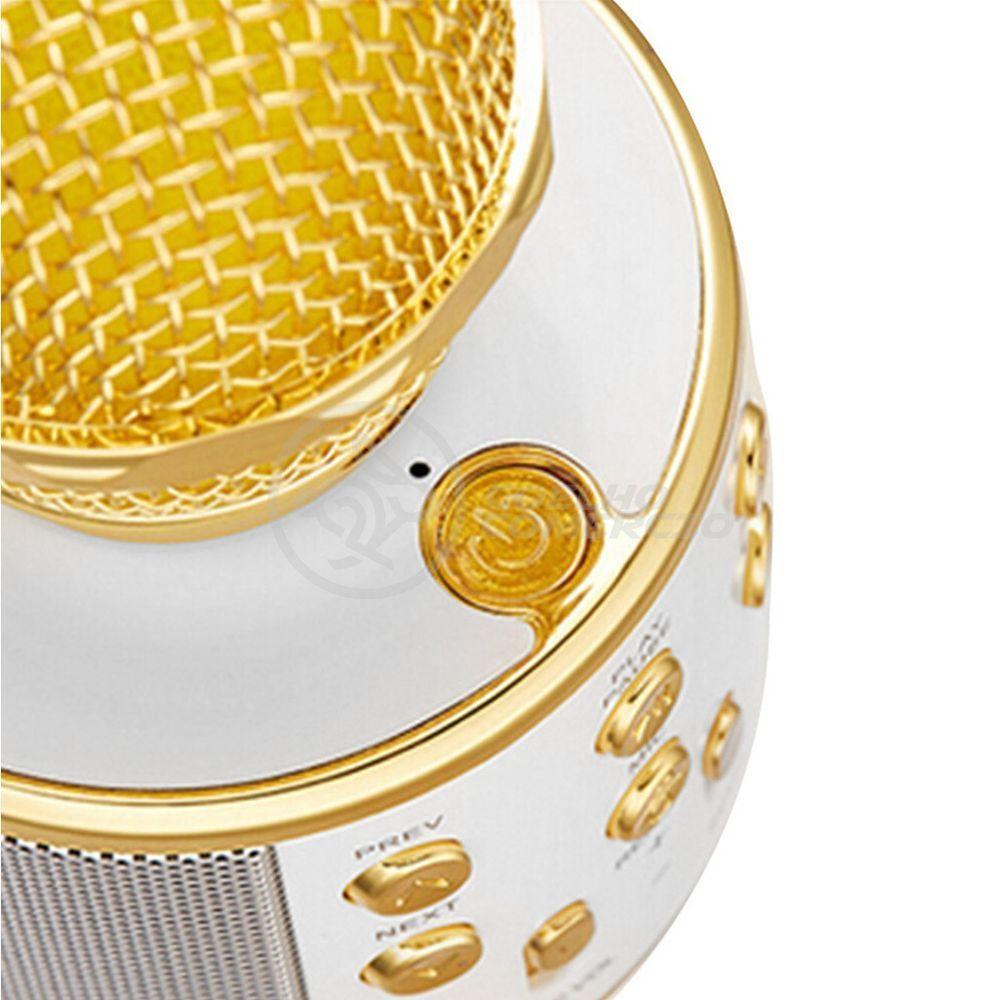 Microfone Bluetooth Wster Ws-858 S/Fio Mini Karaokê Dourado - 8