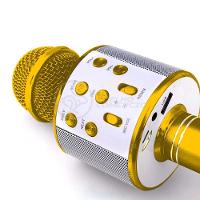 Microfone Bluetooth Wster Ws-858 S/Fio Mini Karaokê Dourado - 3
