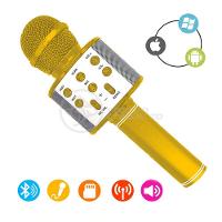 Microfone Bluetooth Wster Ws-858 S/Fio Mini Karaokê Dourado - 6