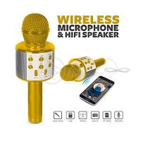 Microfone Bluetooth Wster Ws-858 S/Fio Mini Karaokê Dourado - 10