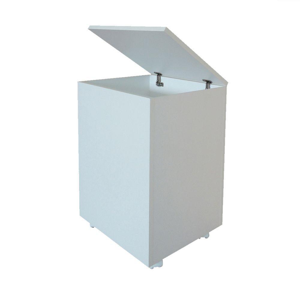 Porta Ração Caixa Com Rodízios Pet Armazenar Até 25Kg Branco - 4