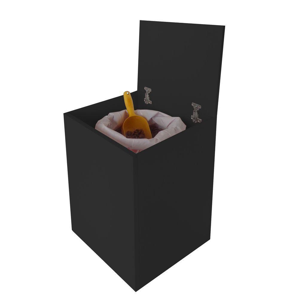 Porta Ração Caixa Com Rodízios Pet Armazenar Até 25 Kg Preto - 1