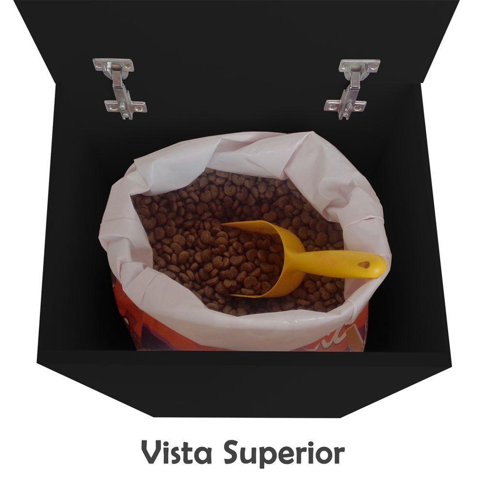 Porta Ração Caixa Com Rodízios Pet Armazenar Até 25 Kg Preto - 4