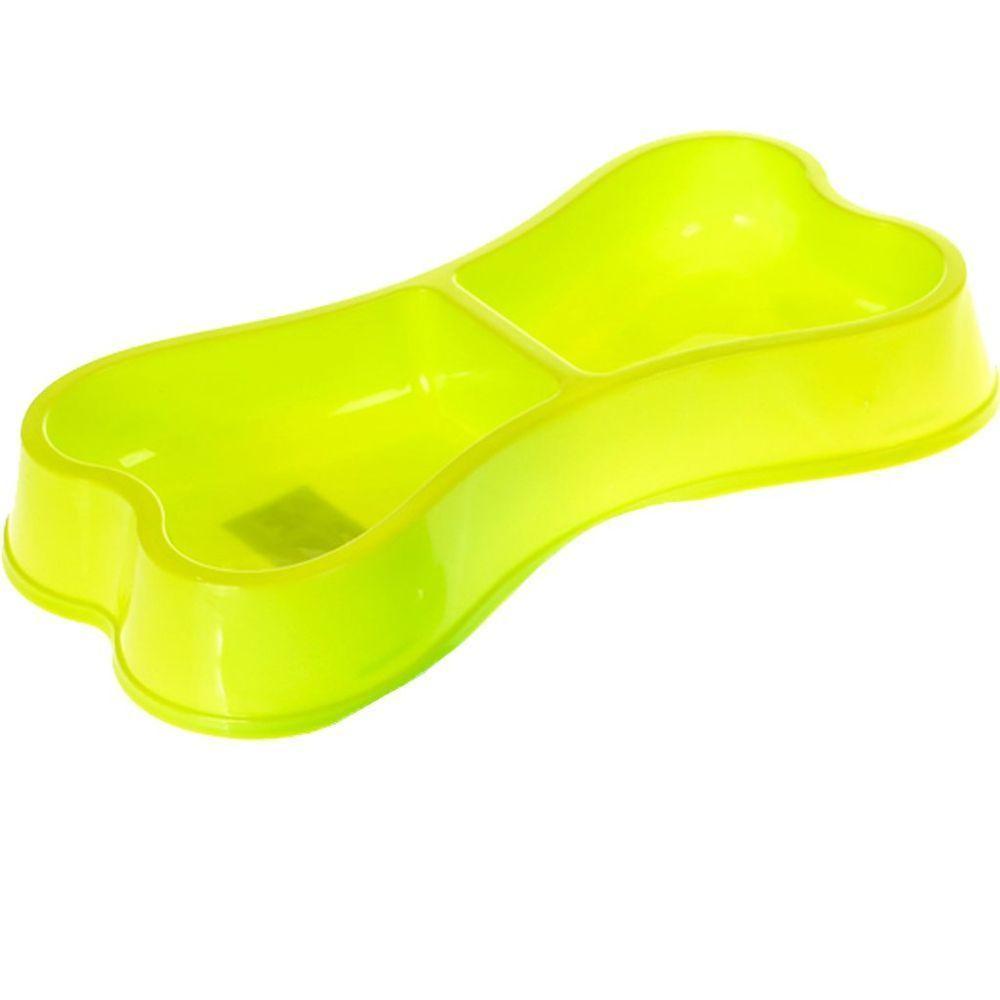 Comedouro Osso Duplo 24x13x3,5cm 150ml Verde - 1